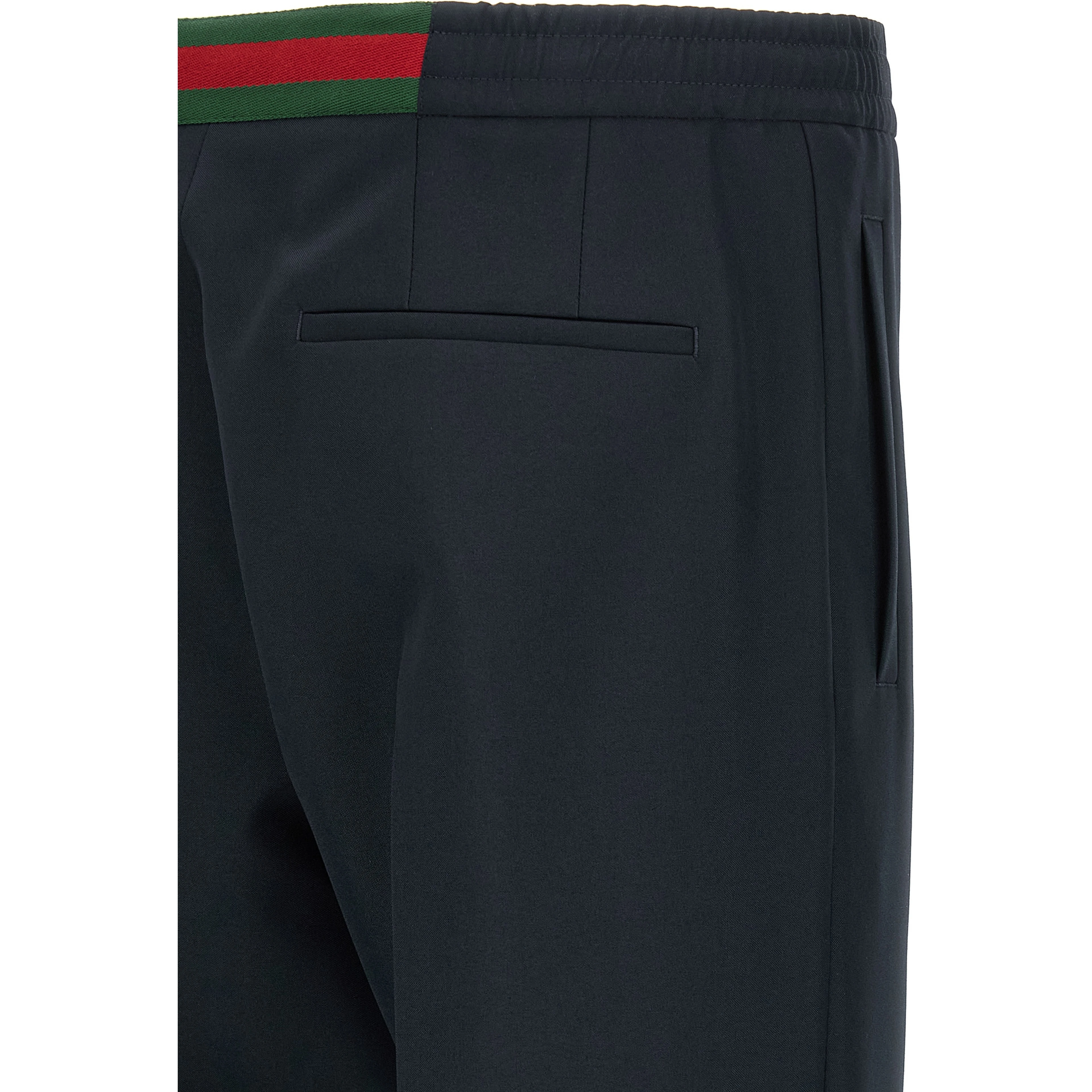 Blue Polyester Casual Pants