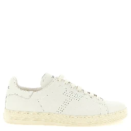 White Leather Low Top Sneakers
