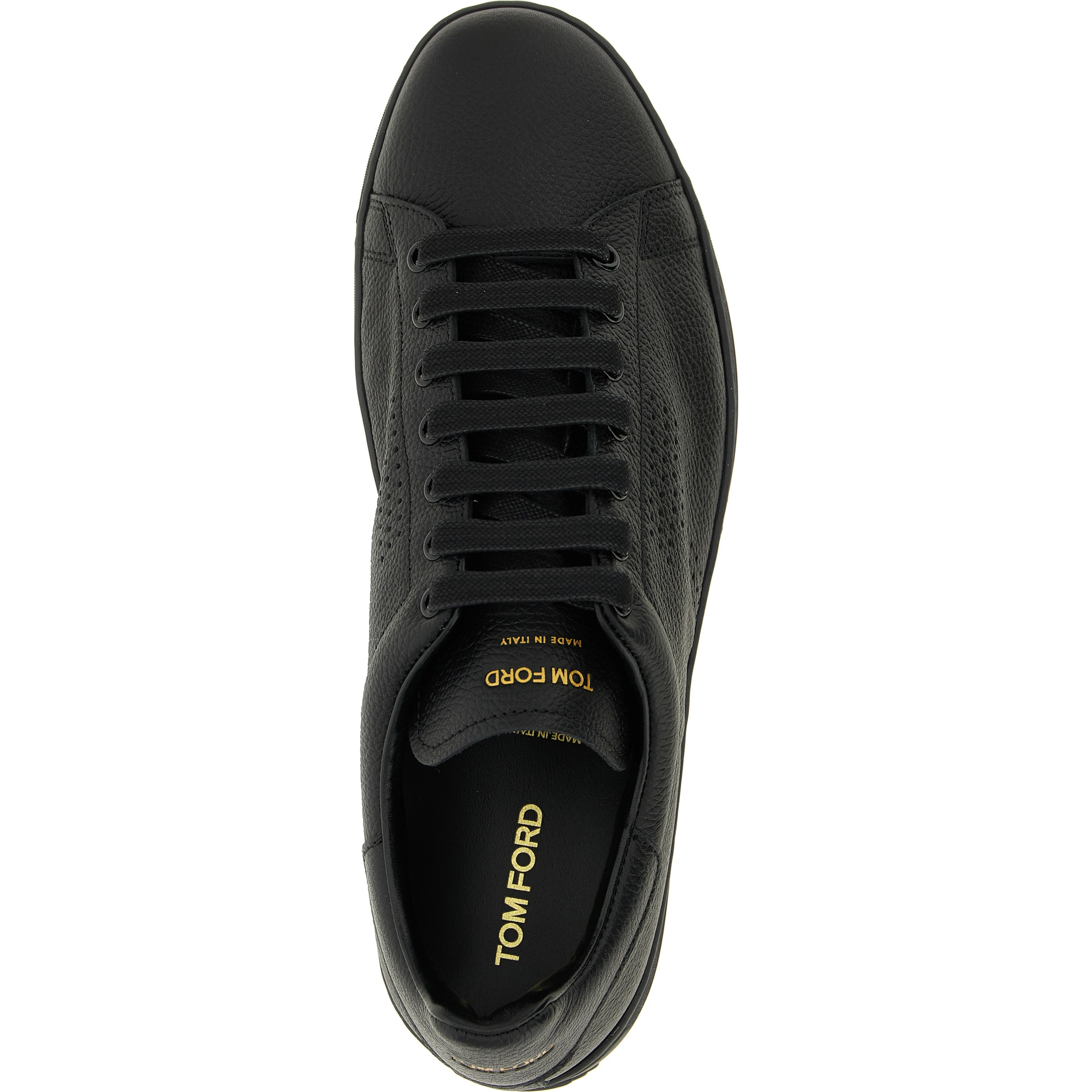 Black Leather Low Top Sneakers
