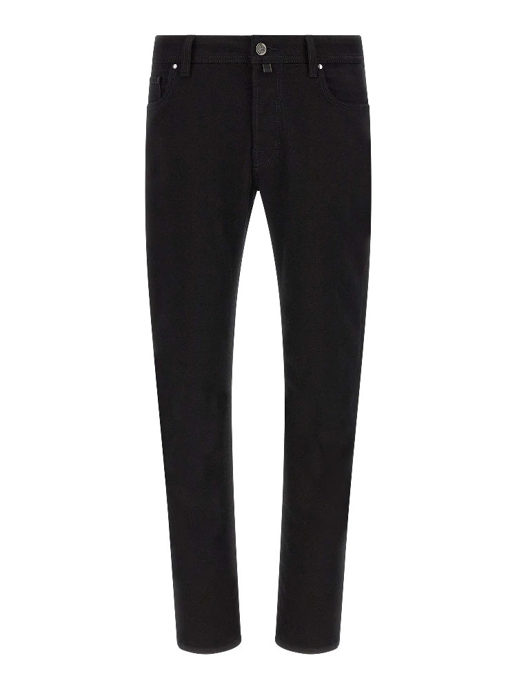 Black Cotton Straight-Leg Jeans