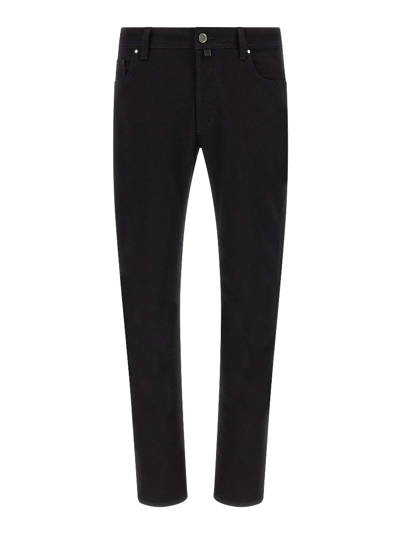 Black Cotton Straight-Leg Jeans