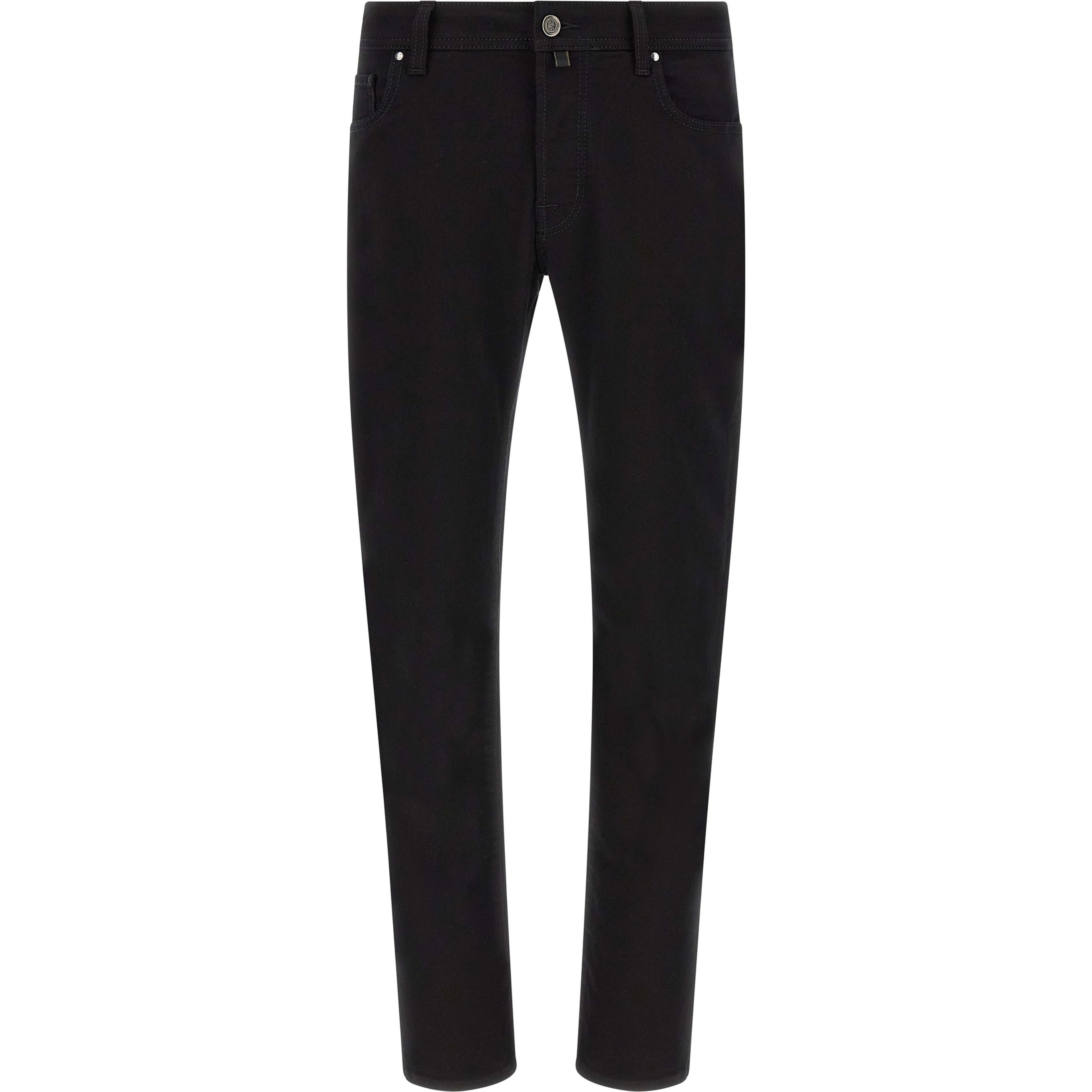 Black Cotton Straight-Leg Jeans