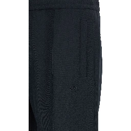 Blue Polyester Casual Pants