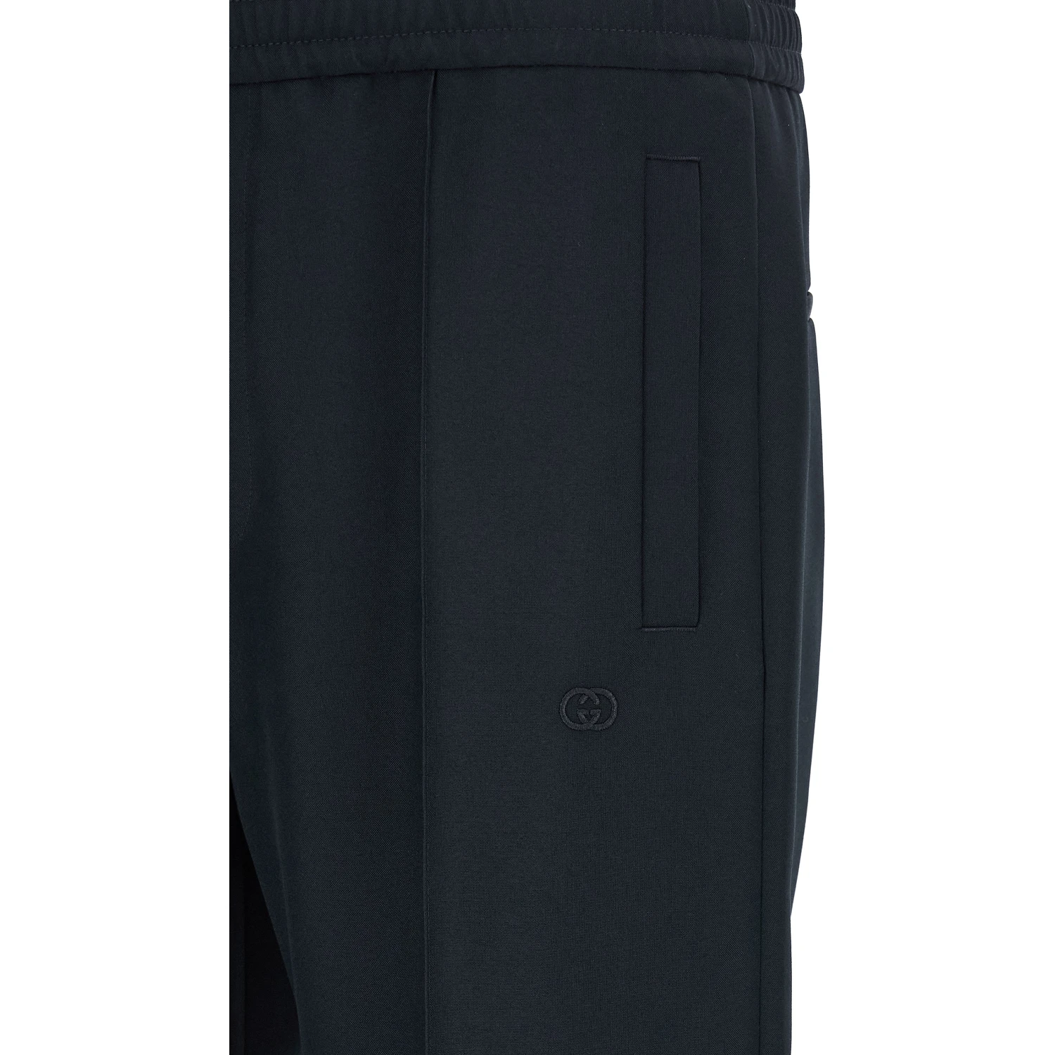 Blue Polyester Casual Pants