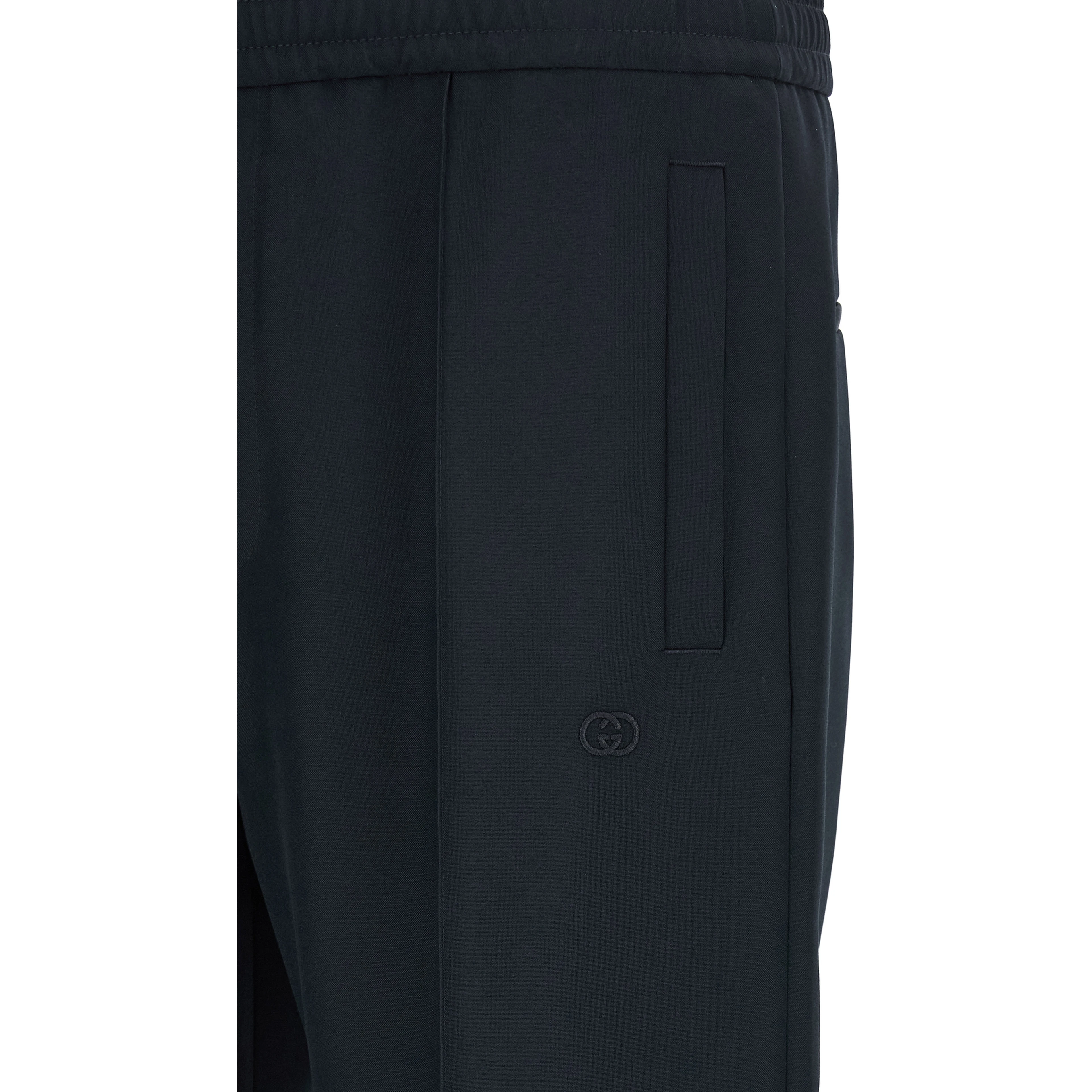 Blue Polyester Casual Pants