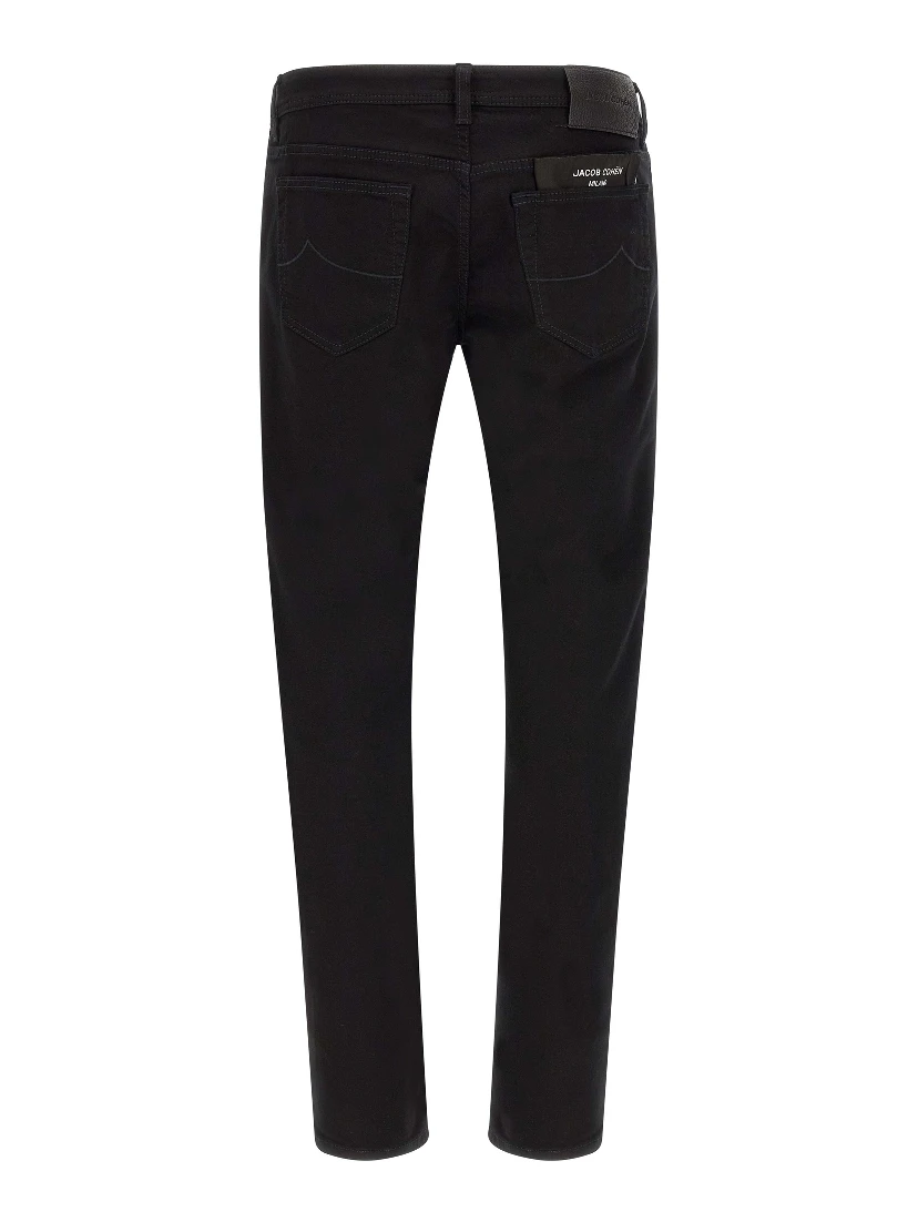 Black Cotton Straight-Leg Jeans