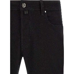 Black Cotton Straight-Leg Jeans