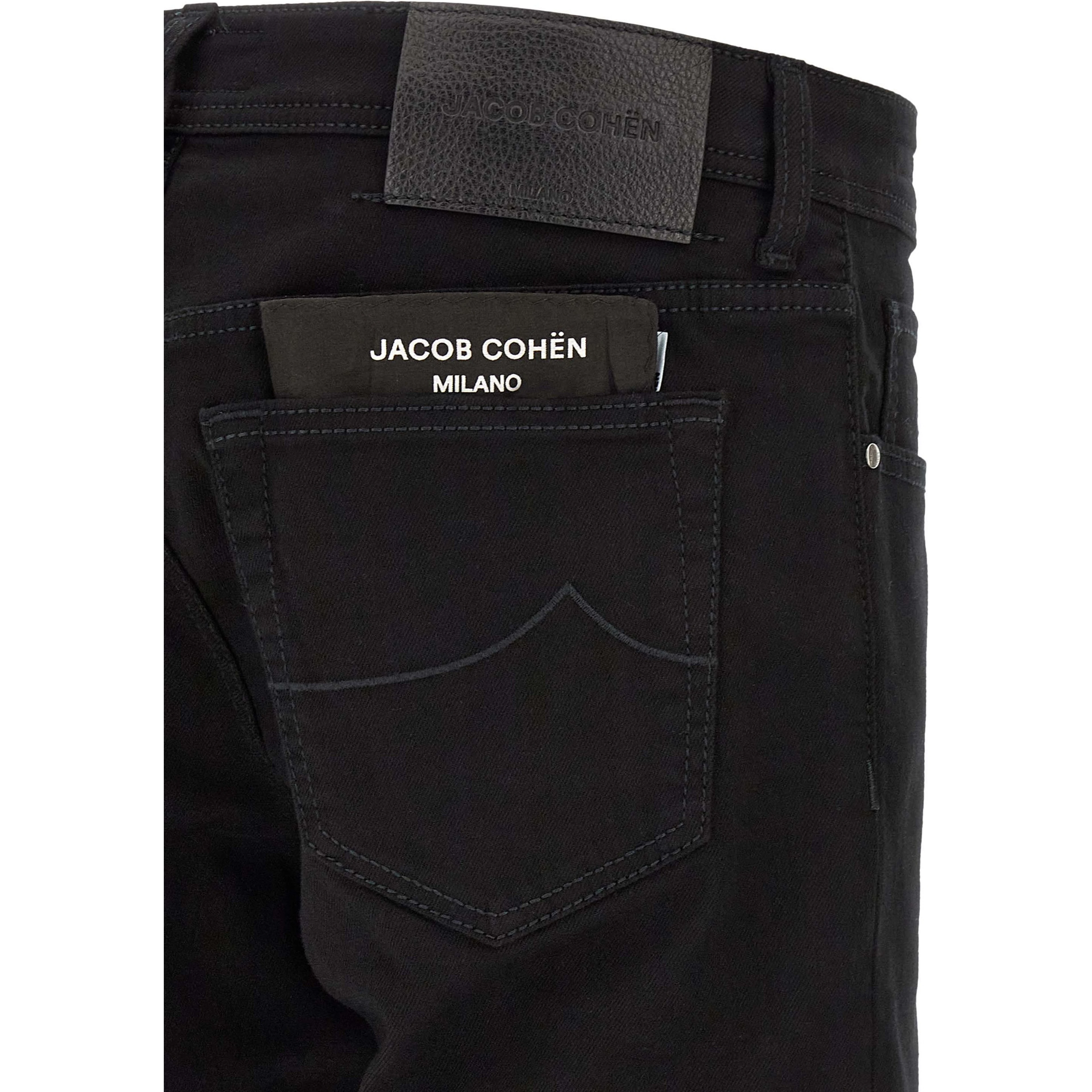 Black Cotton Straight-Leg Jeans