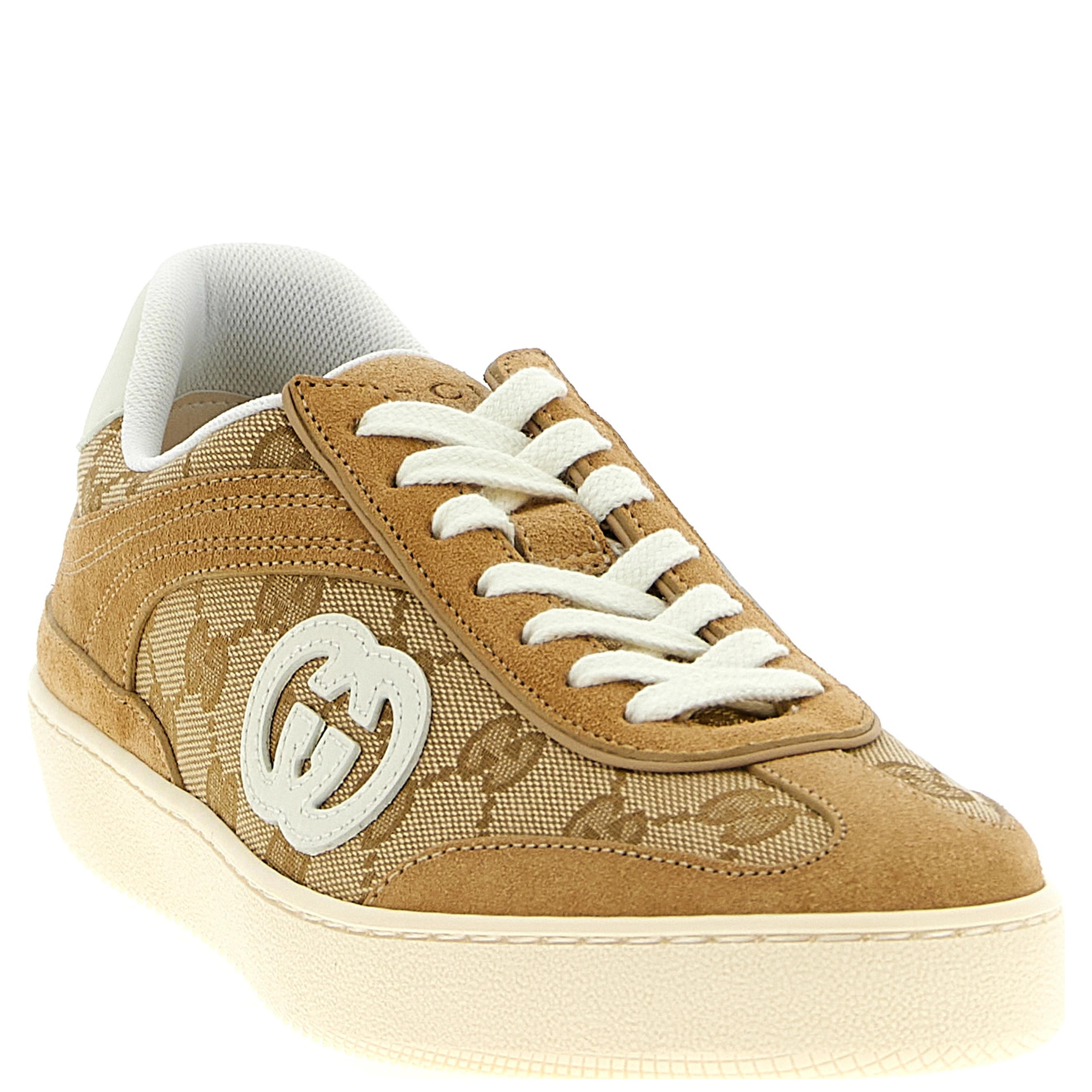 Beige Calfskin Low Top Sneakers