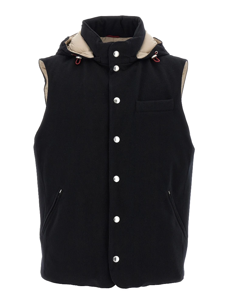 Black Wool Sleeveless Jacket
