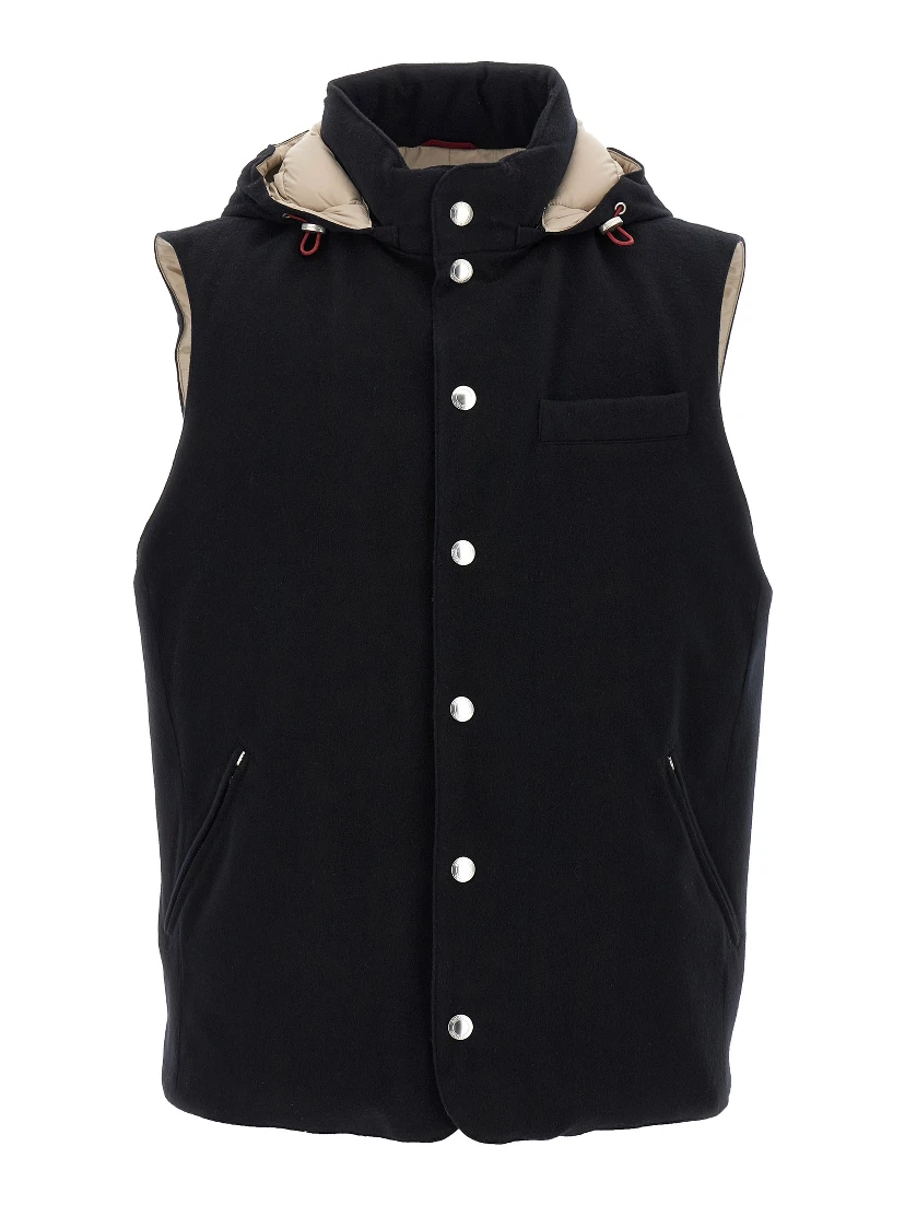 Black Wool Sleeveless Jacket