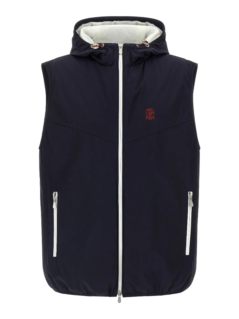 Blue Polyamide Sleeveless Jacket