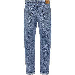Blue Cotton Straight-Leg Jeans