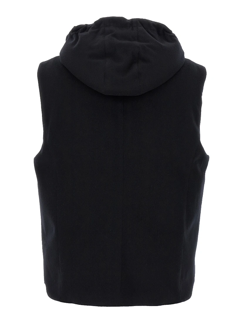Black Wool Sleeveless Jacket