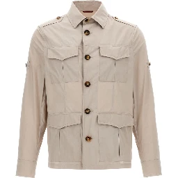 Beige Cotton Full-Length Jacket
