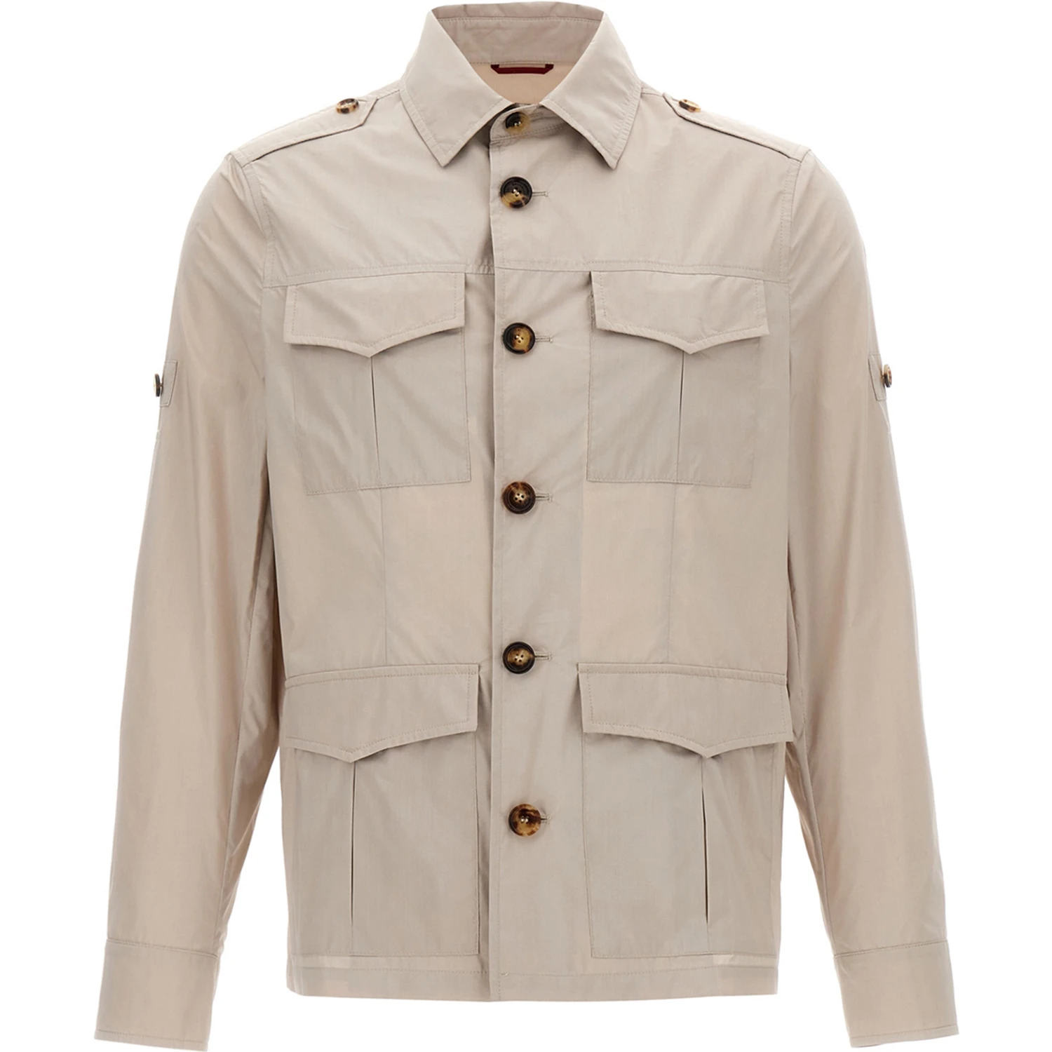Beige Cotton Full-Length Jacket