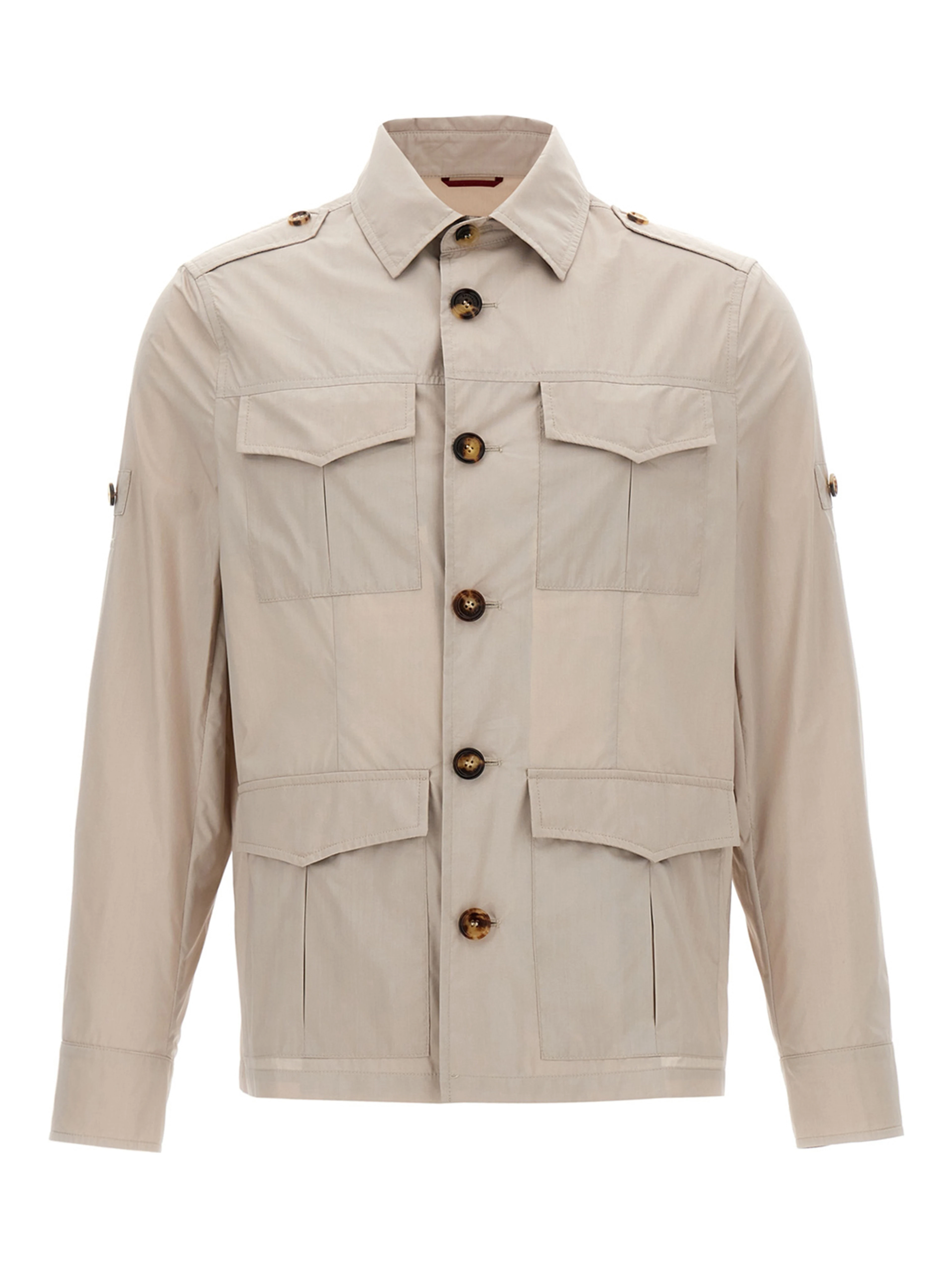 Beige Cotton Full-Length Jacket