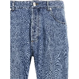 Blue Cotton Straight-Leg Jeans