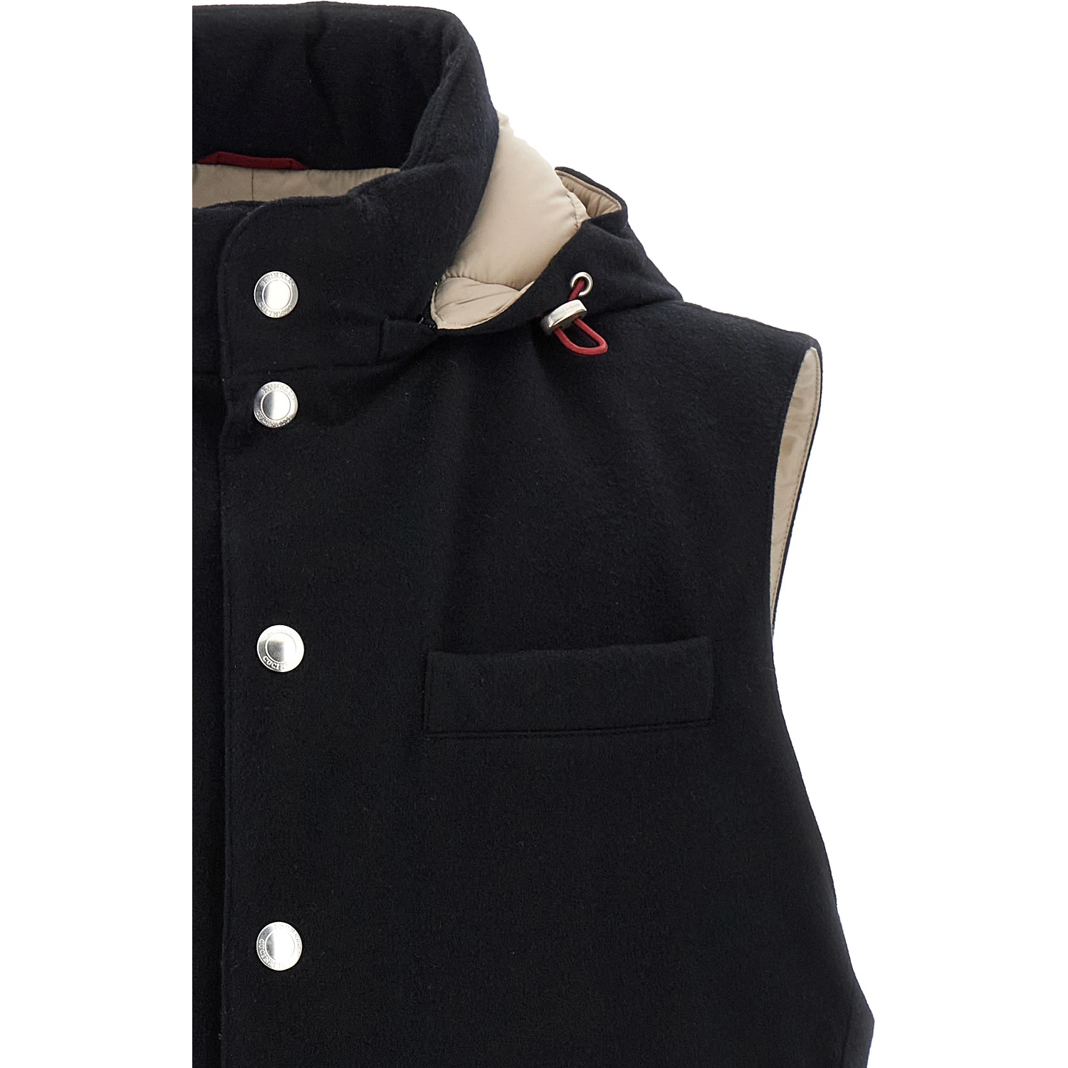Black Wool Sleeveless Jacket