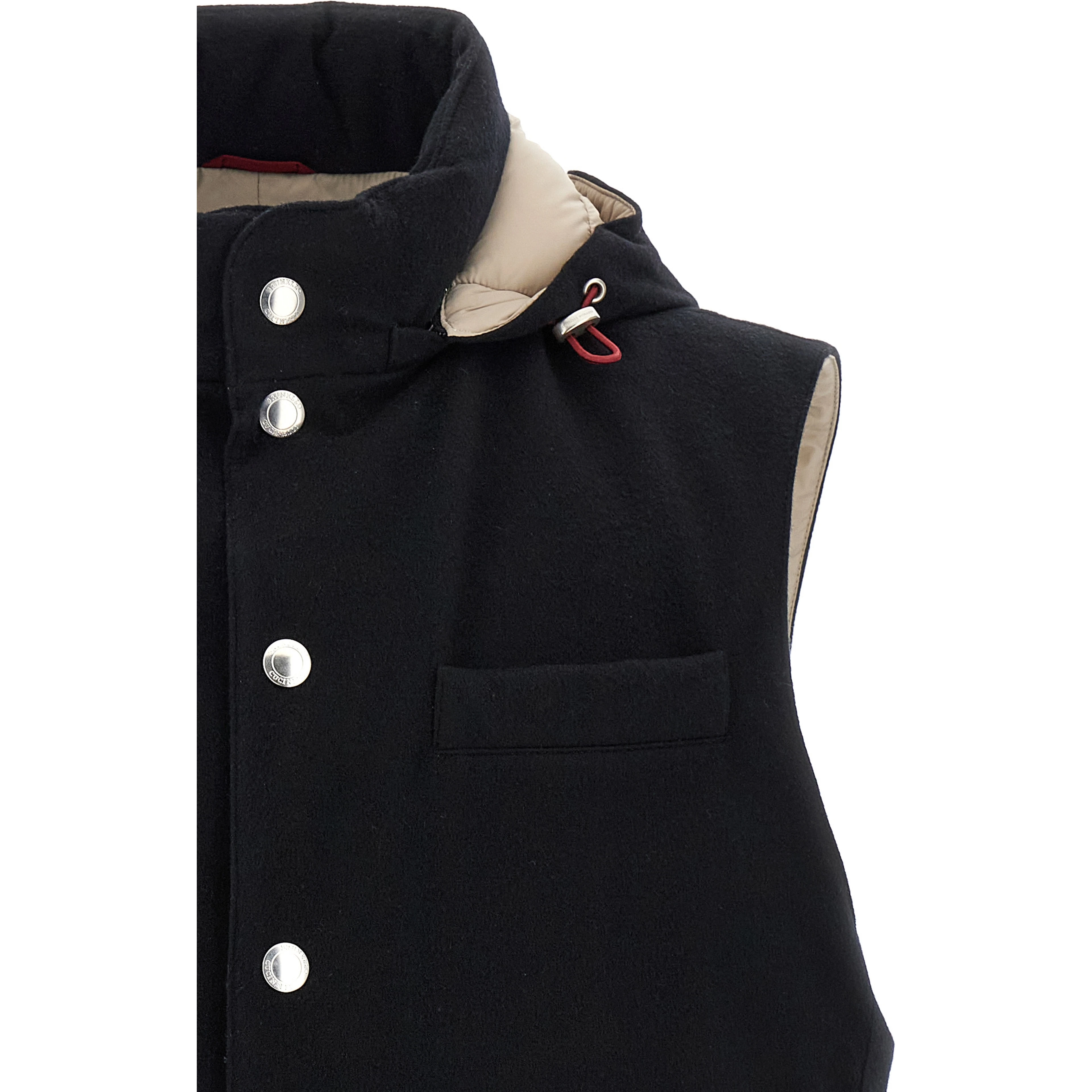 Black Wool Sleeveless Jacket