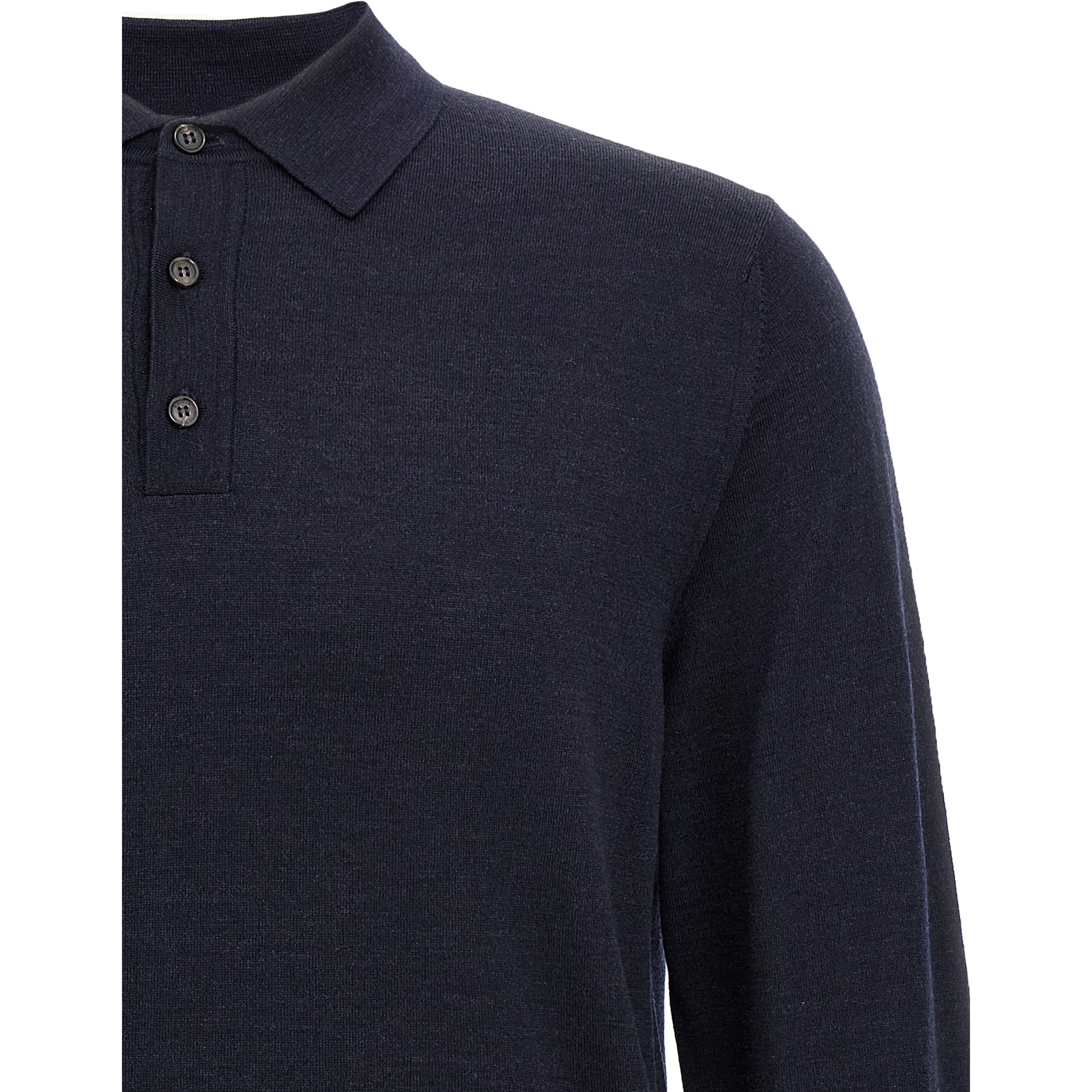 Blue Virgin Wool Polo Shirt