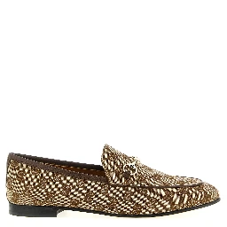Beige Polyester Slip-On Loafers