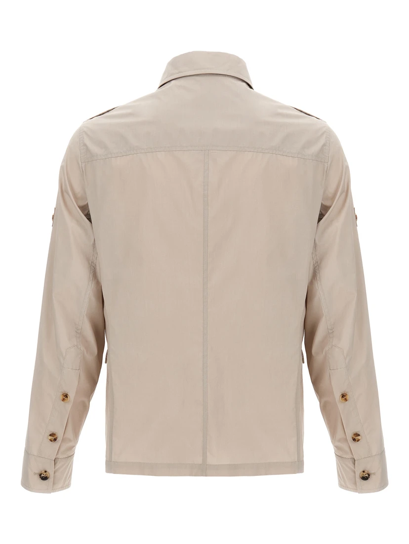 Beige Cotton Full-Length Jacket