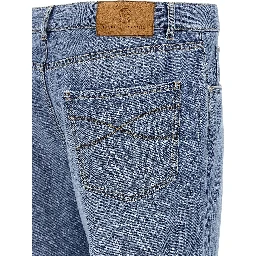 Blue Cotton Straight-Leg Jeans