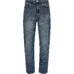 Blue Cotton Straight-Leg Jeans