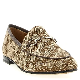 Beige Polyester Slip-On Loafers
