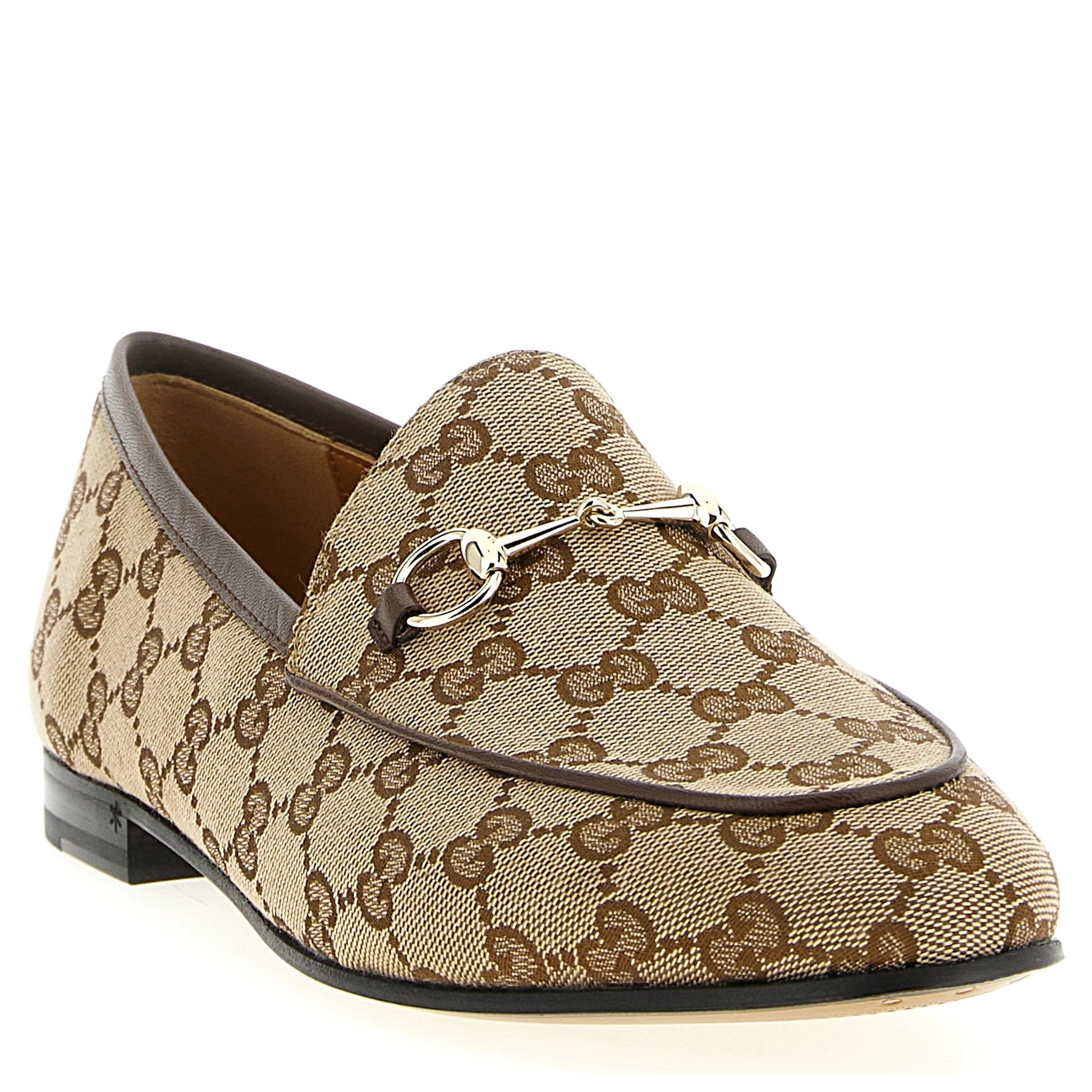 Beige Polyester Slip-On Loafers