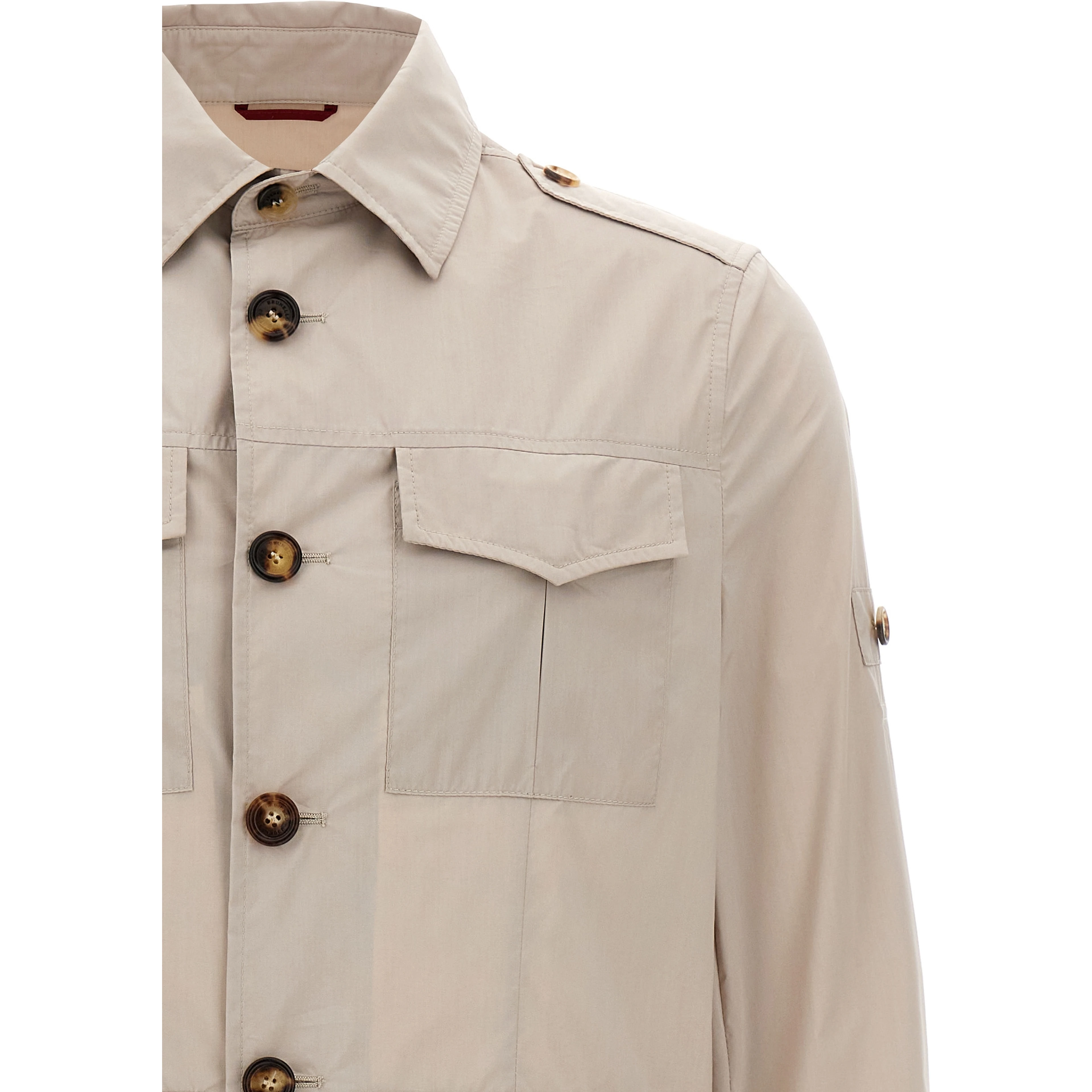 Beige Cotton Full-Length Jacket
