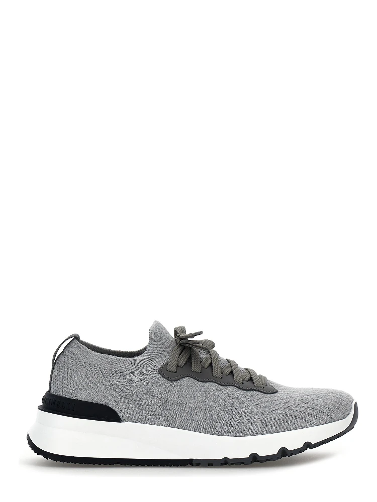 Gray Cotton Athletic Sneakers