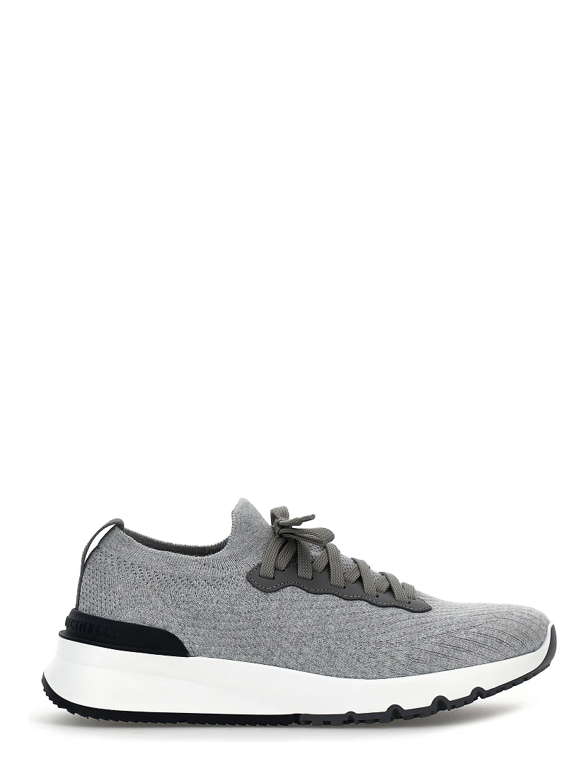 Gray Cotton Athletic Sneakers