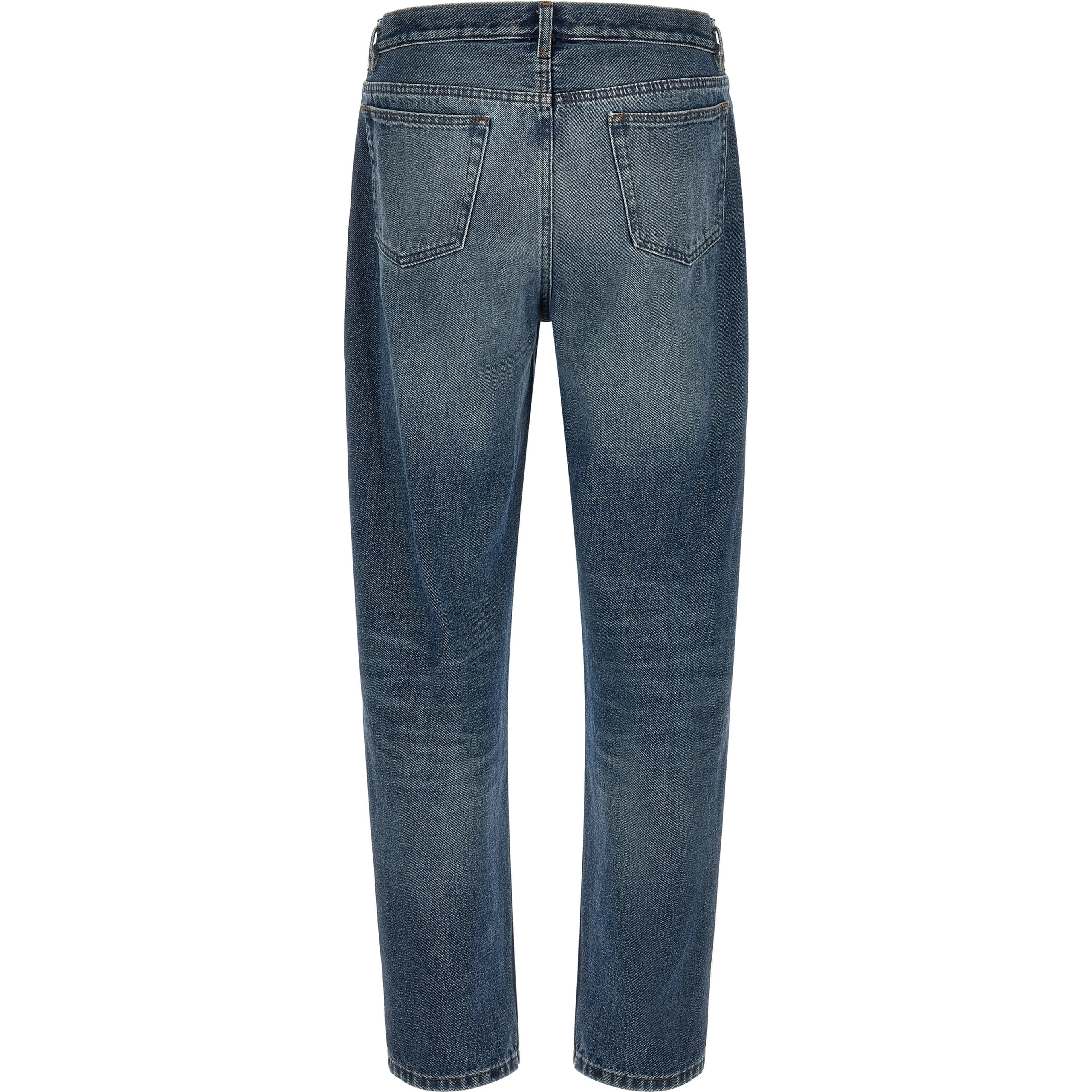 Blue Cotton Straight-Leg Jeans