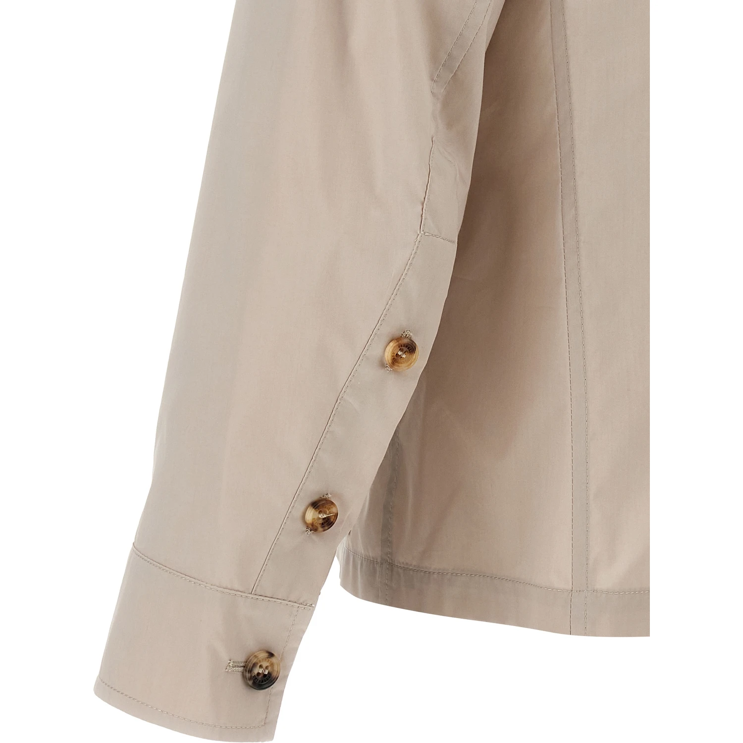 Beige Cotton Full-Length Jacket