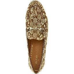 Beige Polyester Slip-On Loafers