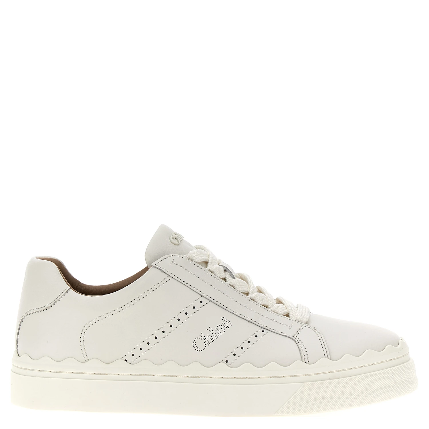 White Leather Low Top Sneakers
