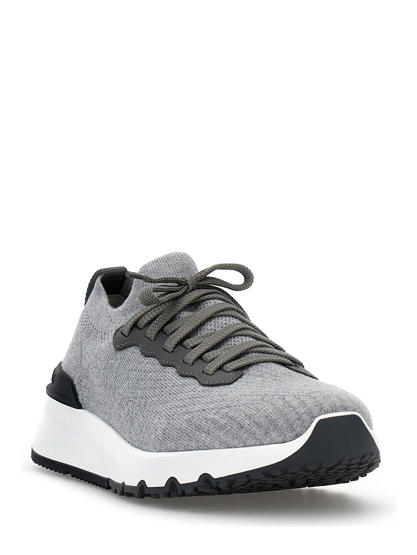Gray Cotton Athletic Sneakers