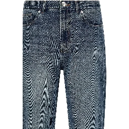 Blue Cotton Straight-Leg Jeans