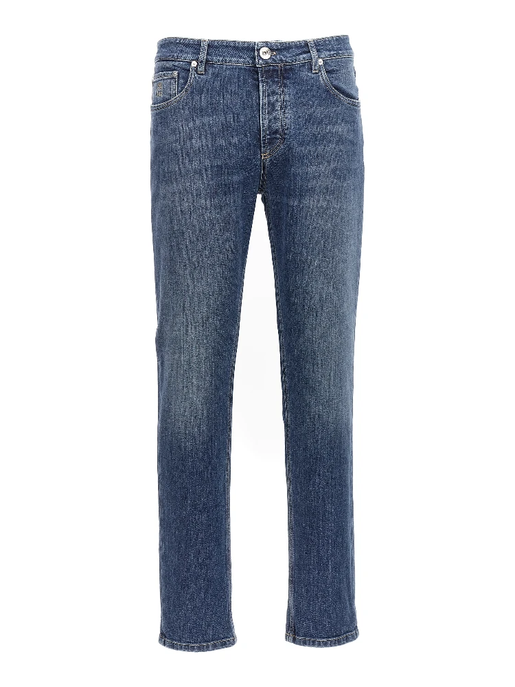 Blue Cotton Slim Fit Jeans