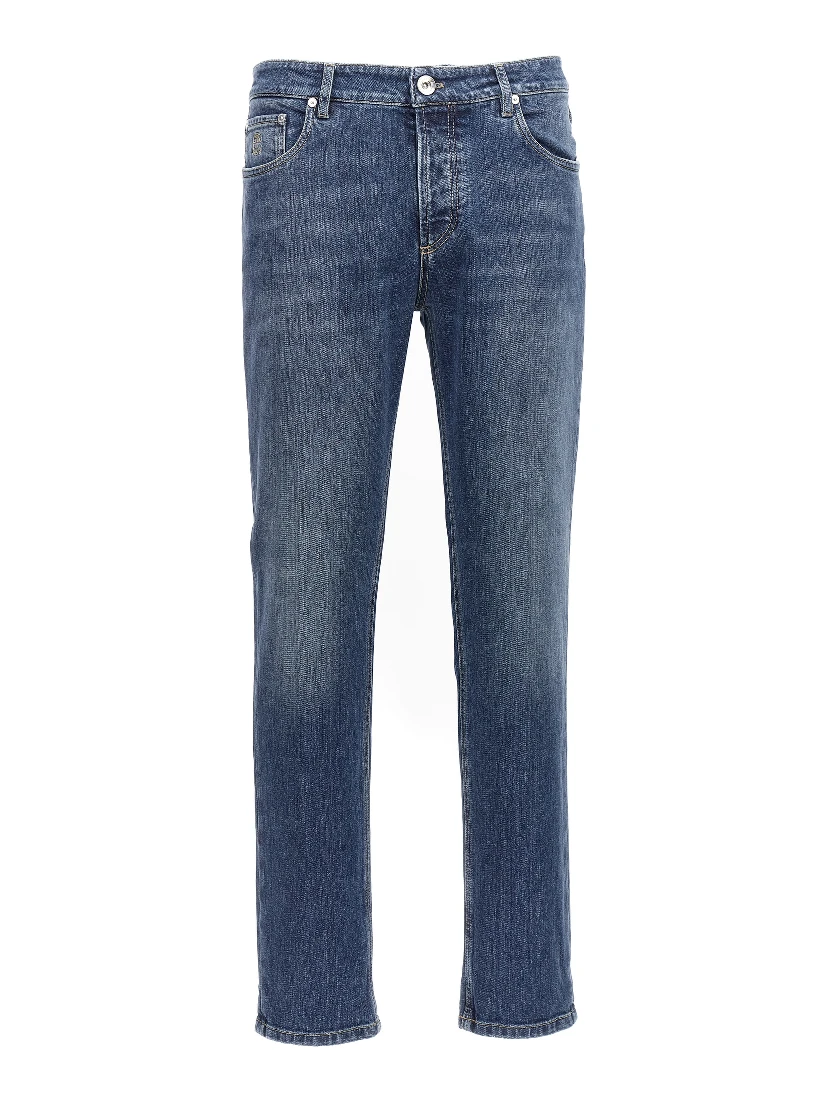 Blue Cotton Slim Fit Jeans