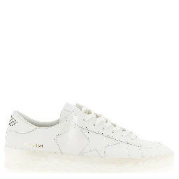 White Cowhide Low Top Sneakers