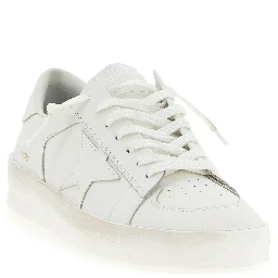 White Cowhide Low Top Sneakers