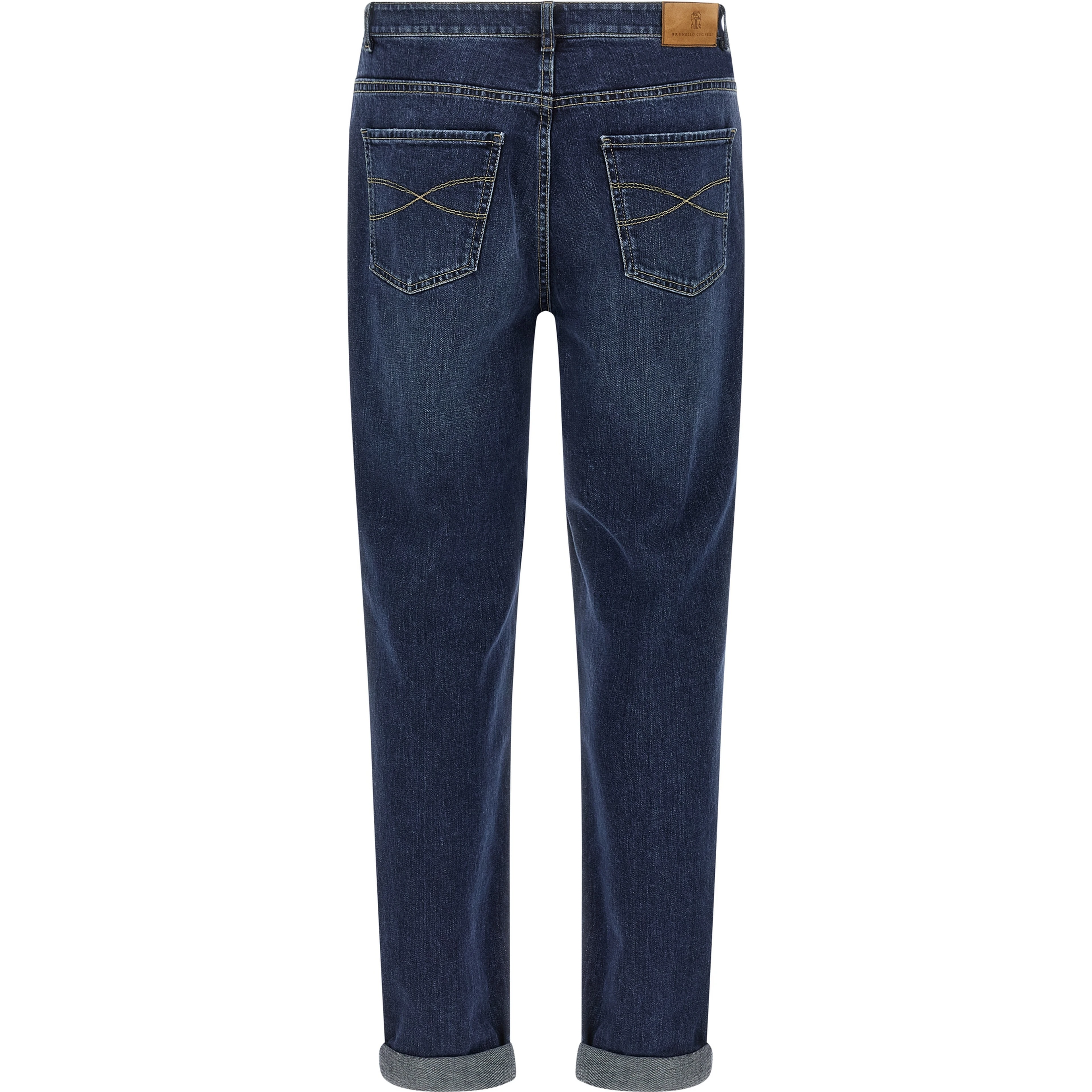 Blue Cotton Straight-Leg Jeans