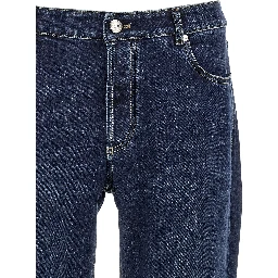 Blue Cotton Straight-Leg Jeans