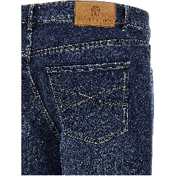 Blue Cotton Straight-Leg Jeans