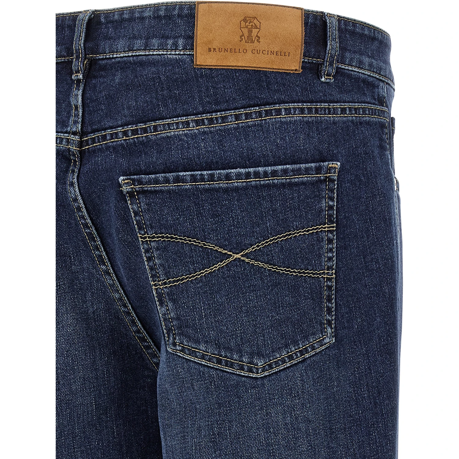 Blue Cotton Straight-Leg Jeans