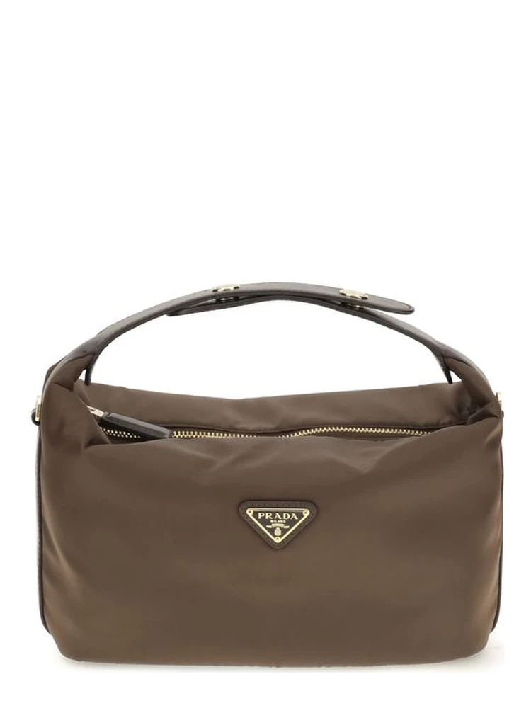 Brown Recycled Polyamide Shoulder Bag