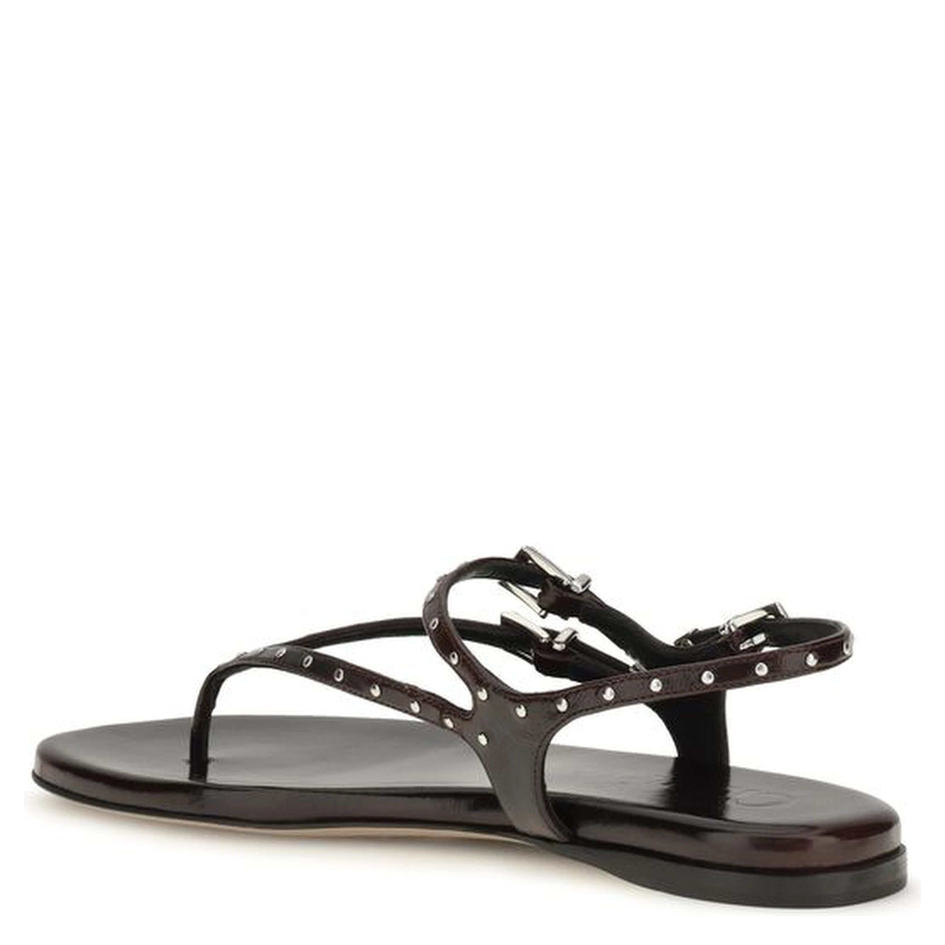Black Calf Leather Bos Taurus Flat Sandals